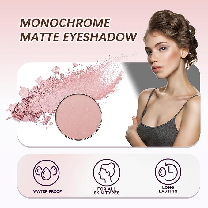 Refillable Eyeshadow Palette - Matte/Glitter/Duo-Chrome Pressed Powder & Cream Formula, Neutral/Shimmer/Smokey Multichrome, Travel-Friendly Iron Pan Refills (Matte, D35)