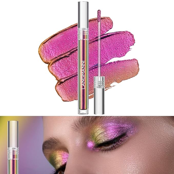 Metallic Liquid Chameleon Eyeshadow, Multi-Dimensional Eye Looks, Long-lasting Holographic Glitter Multichrome Eyeshadows Makeup (#Wonder+#GX006)