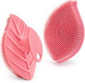 2 Pack Silicone Body Scrubber, Soft Silicone Loofah, Gentle Exfoliating Body Scrubber for Sensitive Skin, Leaf Shaped Shower Scrubbers, Silicone Scrubbers Body Brush for Women Men (Pink)