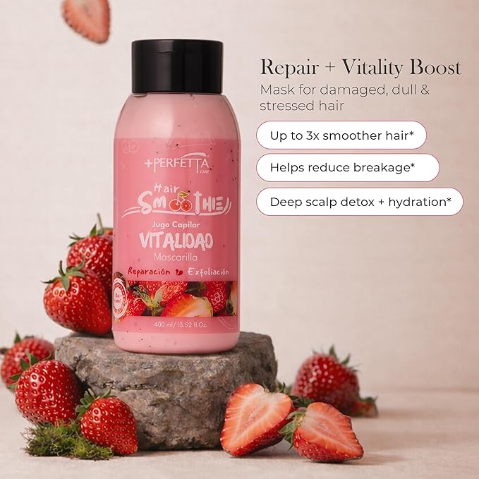 Hair Smoothies Mask - Deep Conditioning Treatment for Dry, Damaged Hair | Hydrates, Repairs & Gently Exfoliates with Natural Oils & Vitamins (Vitality)