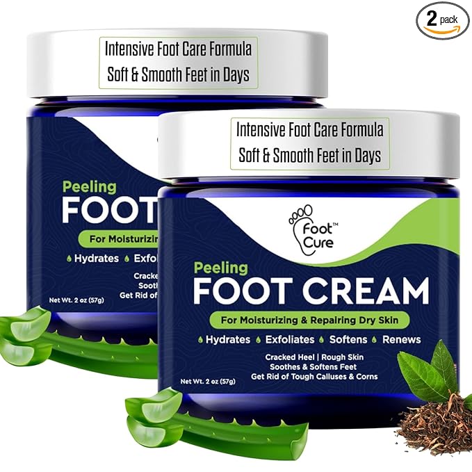 Tea Tree Oil Foot Cream - Moisturizing Athletes Foot Care For Dry Cracked Feet Cream - Heel & Callus Removal, Toenail Treatment, Itchiness Relief - Made in USA Foot Cream, 2 Ounce Pack of 2