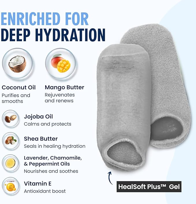 Dr. Frederick’s Original Moisturizing Gel Socks for Men & Women – Dry Feet & Cracked Heel Treatment – Full Foot Gel Lining with Mango Butter, Shea Butter, Jojoba & Coconut Oil (Mellow Moon)