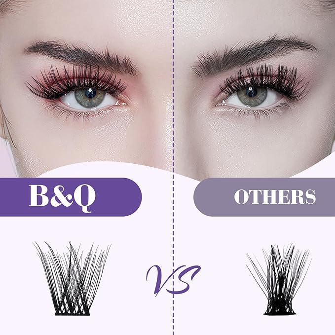 DIY Lash Extension Kit 120pcs Individual Lashes Cluster B&Q D Curl Eyelash Extension Kit Lash Clusters with Lash Bond and Seal and Lash Applicator Tool for Self Application (Kit-12-18MIX)