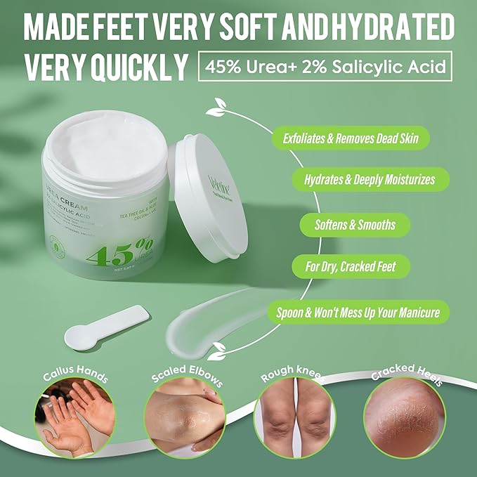 Tea Tree & Aloe Foot Care Set - Urea Cream,Callus Remover Gel & Foot Callus Remover,10Pairs Mask Sleeves for Dry Cracked Feet - Pedicure Kit for for Birthday Women Men Gift