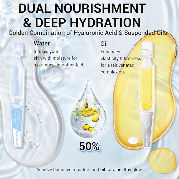Ultra Hydrating Set: 5% Hyaluronic Acid + Emergency Repair Oil Suspension Serum for Sensitive, Dry & Damaged Skin | Instant Lift & Firming, Soothing for Face 90ml (Hyaluronic+Oil Serum 2pcs)