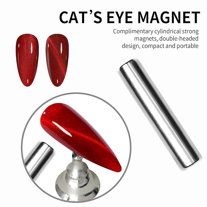 MAYCHAO 15ML Red Cat Eye Gel Nail Polish 1Pc Blood Red Gel Polish Soak off Holographic Magnetic Nail Polish for Nail Art Manicure Salon DIY at Home, 0.5 OZ