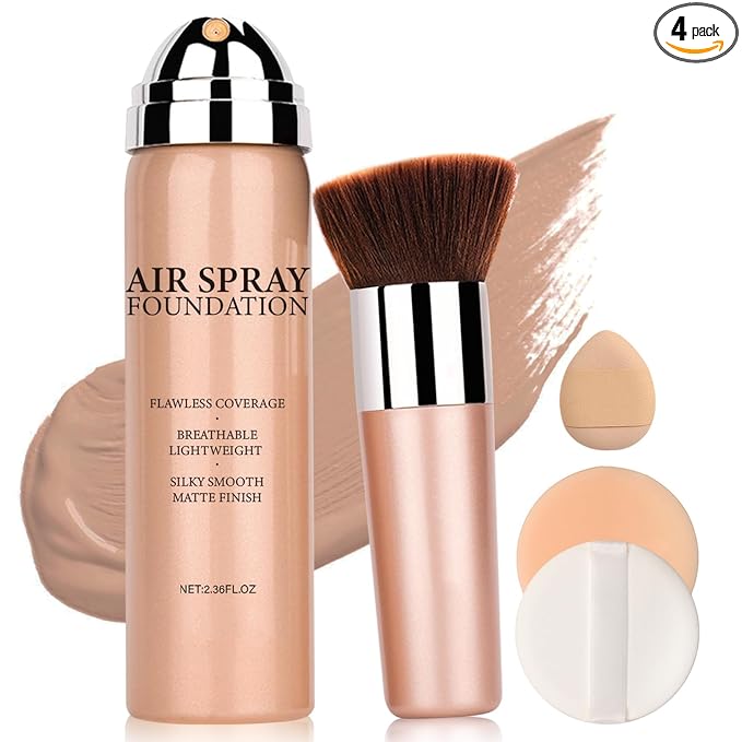 Airbrush Foundation Makeup Spray Full Coverage Foundation for Mature Skin,Long-lasting Airbrush Flawless Setting Spray,Waterproof Foundation for Smooth Radiant Skin (07 Medium)