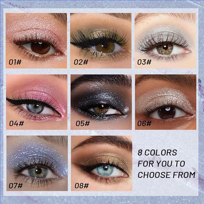 WanTuoluo Sparkly Eyeshadow Palette for Women, Single Monochrome Eye Shadow Makeup, Shiny Pressed Cream Powder, Blendable Natural sombras para ojos, Holographic,Vegan,Travel (07-Glitter-Blue)