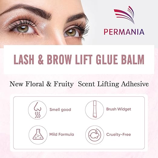 PERMANIA 2023 Lash Lift Balm, Water Soluble Silicone Adhesive, Strong Viscosity, Easy to Use, 2 in 1, Premium Formula, Large Capacity, White Peach