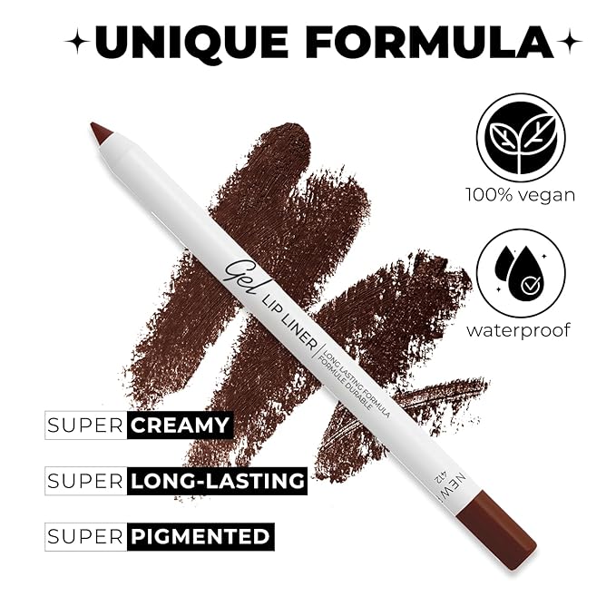 Lamel Gel Lip Liner Pencil - Spicy Nude - 2-in-1 Waterproof Lip Liner - 8-Hour Wear, Creamy Texture, Sharpenable, High Pigment - Provides Smooth Finish or Full Coverage - N.412