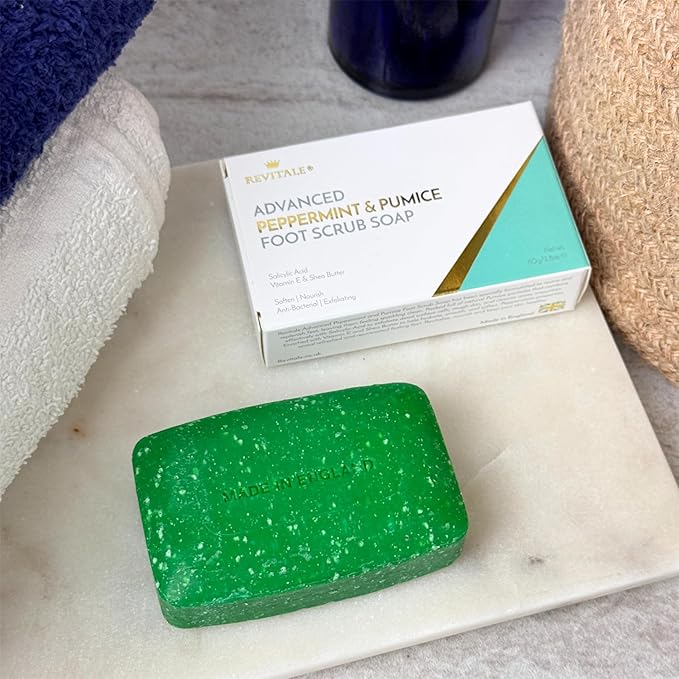 REVITALE Advanced Peppermint & Pumice Foot Scrub Soap – Exfoliating & Revitalising Bar for Feet