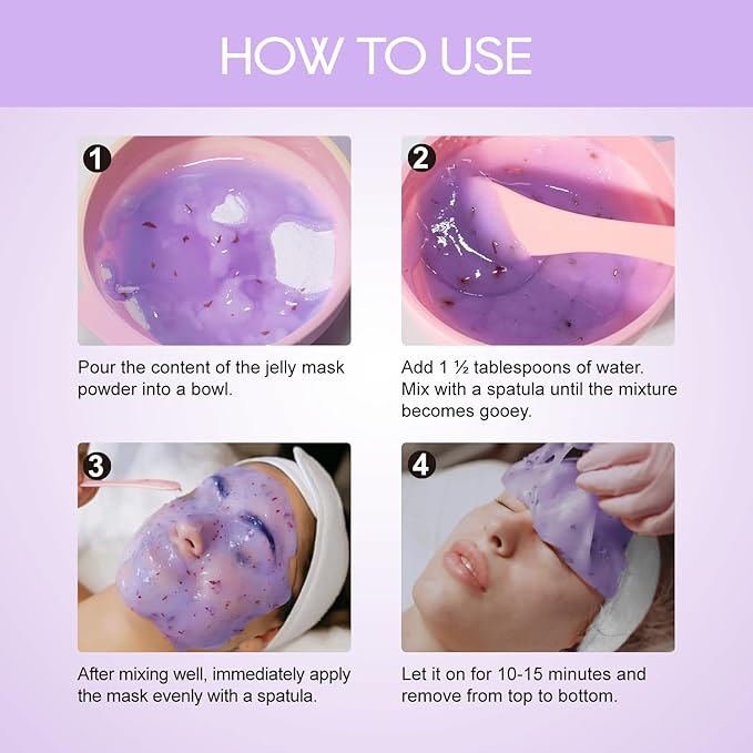 Lavender Jelly Masks For Facials Professional, Jelly Masks Powder For Facial Mask, Hydrojelly Jelly Gel Face Mask For Peel Off, Hydrating Mask for Face Skin Care Of Home Spa