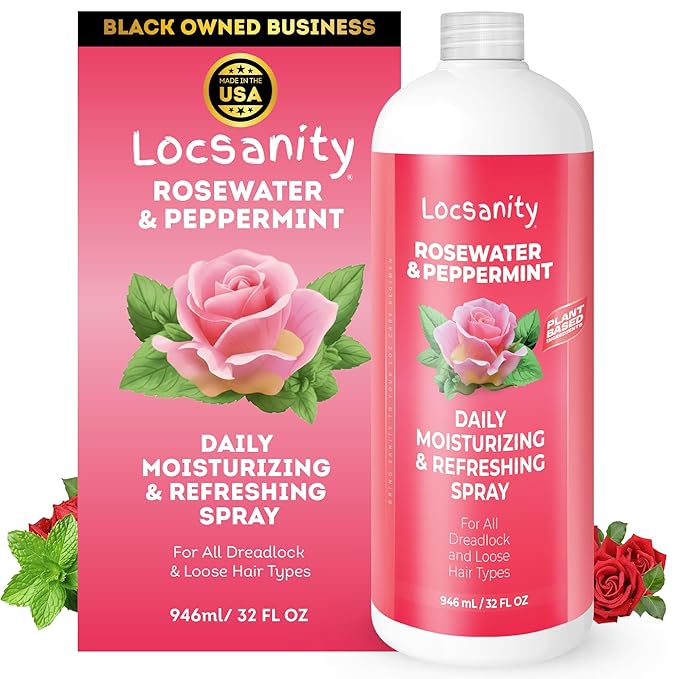 Locsanity Rosewater and Peppermint Daily Moisturizing Spray – Jumbo Size Hydrating Dreadlock Spray to Nourish the Scalp and Protect Hair From Oil and Buildup (32oz)