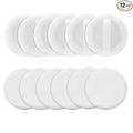 Sibba Loose Powder Make up puff 12 Pieces Round Velour Face Makeup Compact Body Container Setting Pressed Blending Foundation Cream Make Up Ribbon Strap Sponge Cushion Applicator (White)