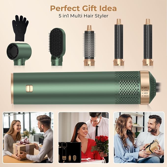 5 in 1 Hair Dryer Brush, Air Style Wrap Hair Styler, Negative Ion Blow Dryer, Hot Air Brush for Blow Drying, Hair Brush for Blow Drying, All-in-One Hair Styling Tool, Volumizing, Straightener & Curler