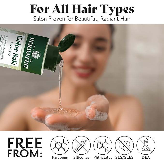 Herbatint Color Safe Shampoo for Color-Treated, Normal Hair - Aloe Vera to Rebalance, Strengthen, & Add Shine - No Parabens, Silicones & Gluten - 8.8 Fl Oz
