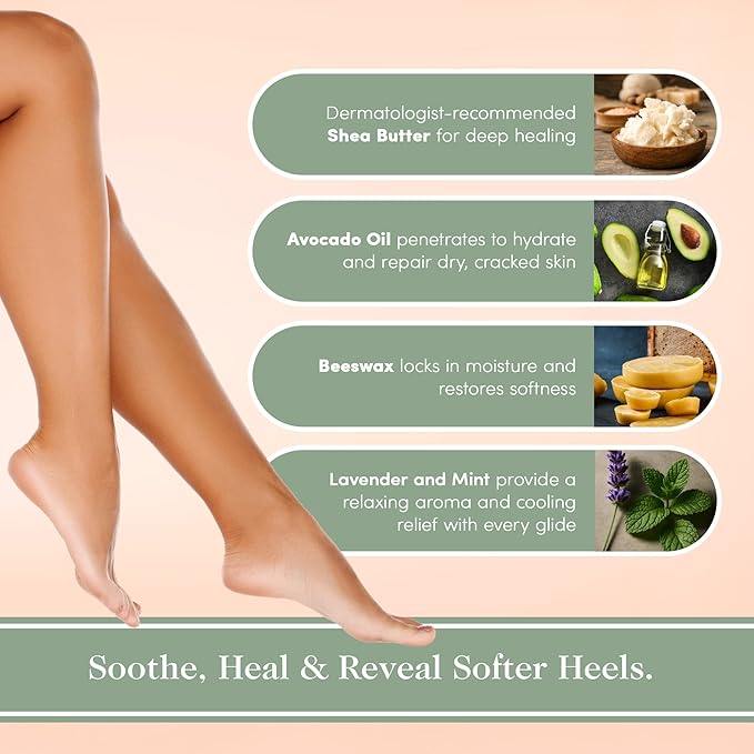 Victoria's Lavender Ultra-Rich Foot Balm Bar, Infused with Essential Oils and Shea Butter, Hydrating Foot Balm Stick for Dry Feet Care, Lavender Mint, 2.5 Oz, Pack of 2
