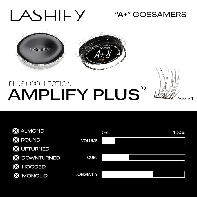 Lashify Amplify Plus+ 8mm Eyelash Extensions Refill in Truffle Color, Easy DIY False Lashes for the Most Delicate, Natural and Long Lasting Look