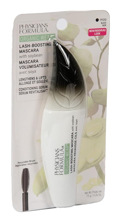 Physicians Formula Organic Wear Lash-Boosting All Natural Mascara, Lifts, Lengthens, For Sensitive Eyes, Dermatologist Tested - Black