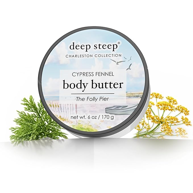 Deep Steep Body Butter, 6 oz – Rich Moisturizer with Ceramides, Coconut Oil, Argan Oil & Aloe Vera – Vegan, Clean Beauty, Smooth & Hydrated Skin (6 Ounces, Cypress Fennel)