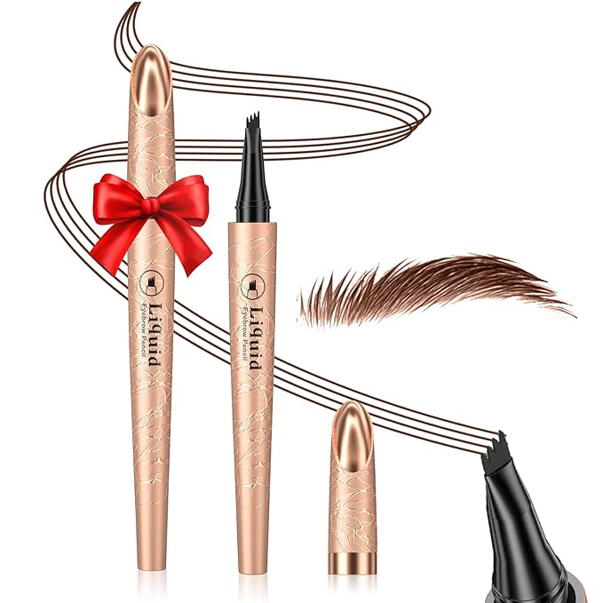 Eyebrow pen - Liquid Eye Brow Microblading Pencil With Micro 4 Point Lift & Brow Pen Snatch, Long-Lasting Waterproof Eyebrow Pencils for Women (Dark Brown)