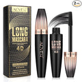 2 Pack 4D Silk Fiber Lash Mascara, Waterproof Very Black Long Lasting Mascara, Lengthening Lifting Multiplying Curling Natural Eyelash Primer Brush, Thickening Softer Lasting All Day, 2 Tube