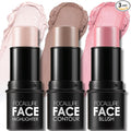 FOCALLURE 3 Pcs Cream Contour Sticks,Shades with Highlighter & Bronzer & Blush,Non-greasy Long-wear Face Contouring Pen,Easy to Sculpt the Face and Create a Lightweight Finishing Makeup,FAIR-LIGHT