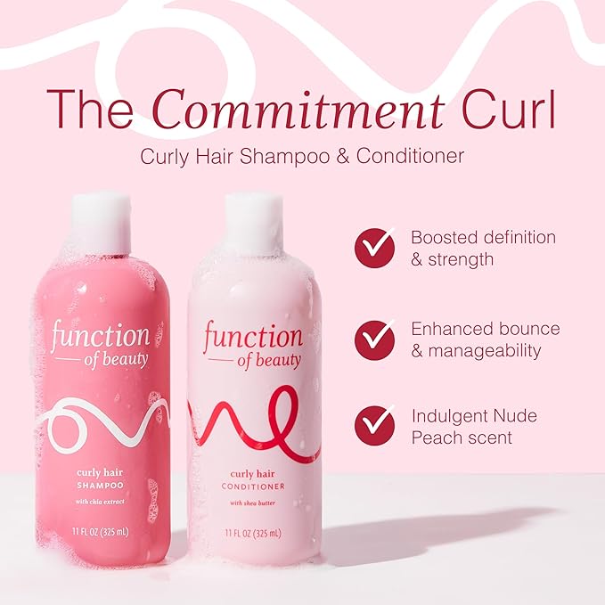 Function of Beauty Curly Hair Shampoo & Conditioner Set - Sulfate-Free Shampoo & Conditioner Duo for Natural Curls & Bounce - Curl Defining, Hydrating & Moisturizing - Dry & Dull Hair Care Products