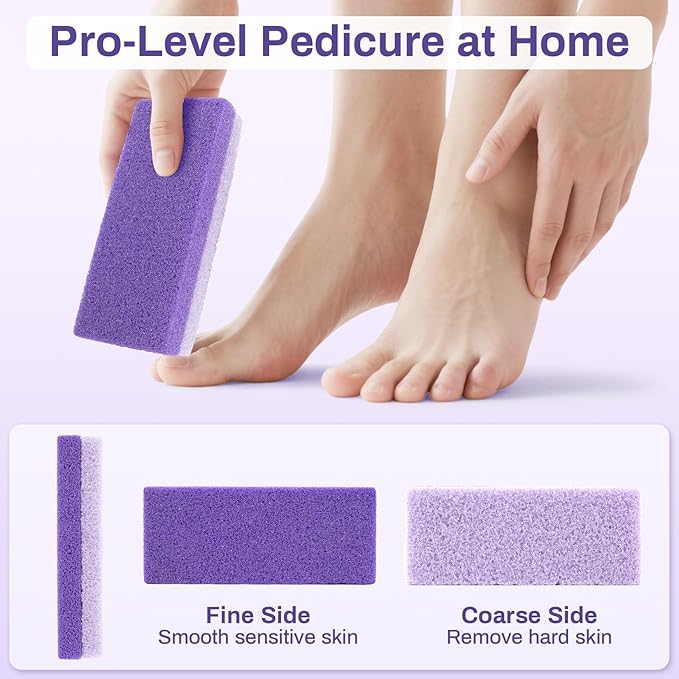 10 Pumice Stone for Feet - 4.7 x 2 x 1 Inch Double Side Purple Foot Pumice Stone, Foot Filer Pedicura Scrubber for Callus Removal, Foot Care Spa Productos for Dark Elbows Hard Skin Exfoliating