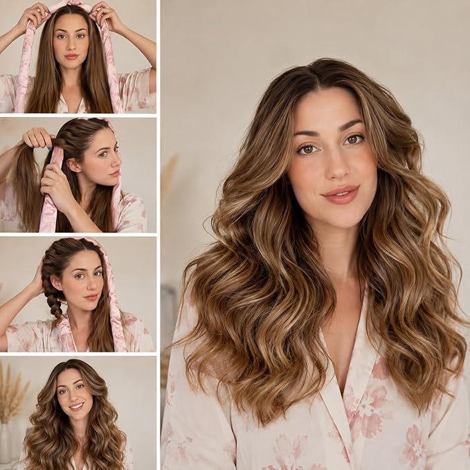7-Piece Overnight Blowout Rods, Heatless Curling Rod for Overnight Curls, Time-Saving Hair Styling Solution for Busy Professionals