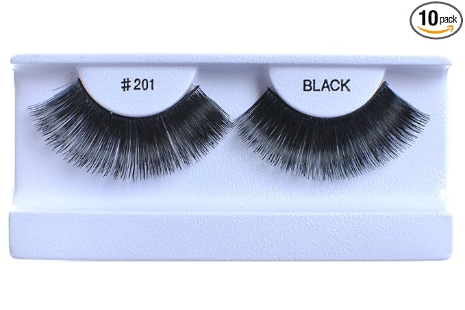 10 Pairs 100% Human Hair False Eyelashes Natural Black #201