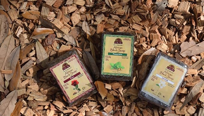 OKAY | African Black Soap with Peppermint | For All Skin Types | Cleanses and Exfoliates | Nourishes and Heals | Free of Sulfate, Silicone & Paraben | 5.5 oz