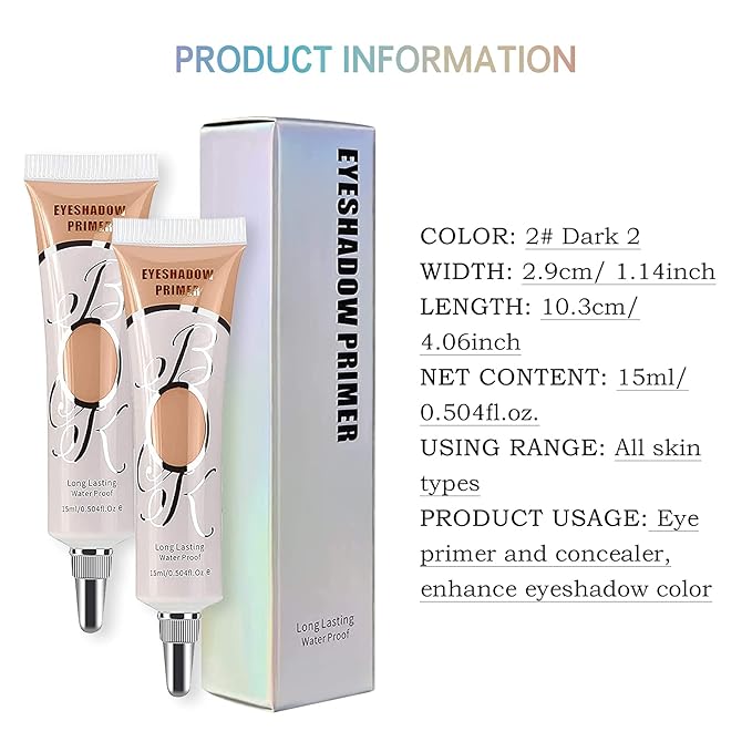 LOKFAR 2 Pack Matte Eyeshadow Primer for Oily Lids Black Eyeshadow No Crease Eye Primer Makeup Eyeshadow Base Waterproof & Smudge-proof & Long Lasting Cream Liquid Eye-shadow for All Shadows (Set C)