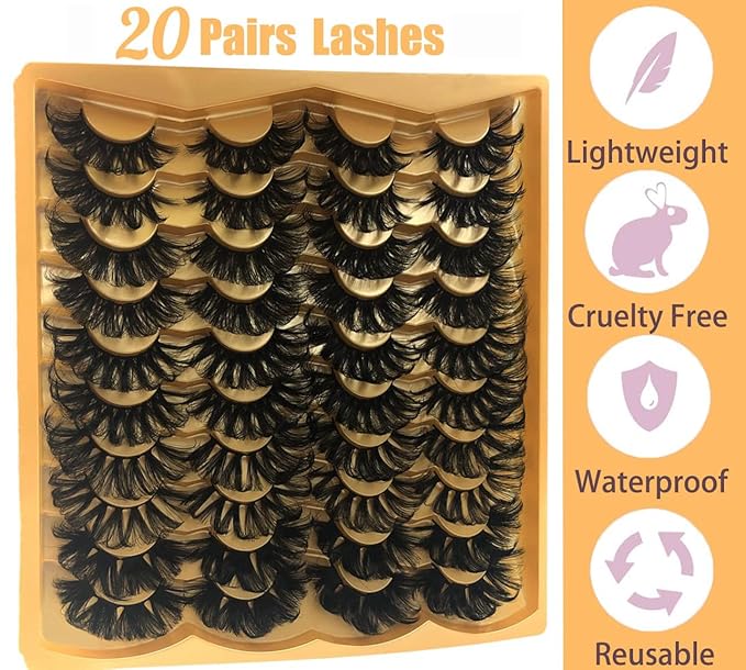25MM Mink Lashes 25 mm False Eyelashes Long 20 Pairs Pack Dramatic 5D Full Volume Fake Eyelashes 5 Styles Wispy Curly Mink Eyelashes Wholesale, by TIMELABS