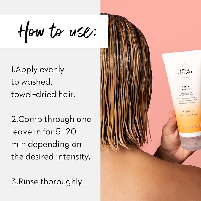FOUR REASONS Color Mask, Apricot (27 Colors) – Hair Gloss & Color Depositing Conditioner – Semi Permanent Hair Toner for Color-Treated Hair Color For Women – Vegan & Cruelty-Free – 6.76 fl oz