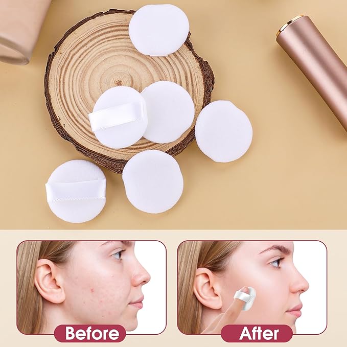 12 PACK Mini Powder Puff, Microfiber Powder Puff Small Powders Pact Makeup Sponges 1.5 Inches Powders Puffs Makeup Sponges Finger-Sized Make up Puffs for Women Beauty Sponge