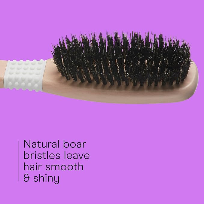 Conair Boar Bristle Hair Brush for Women, Natural Wood Handle Styling Brush for Sleek Slick Back Hair, Reduces Frizz, Adds Shine, Smooths & Detangles All Hair Types