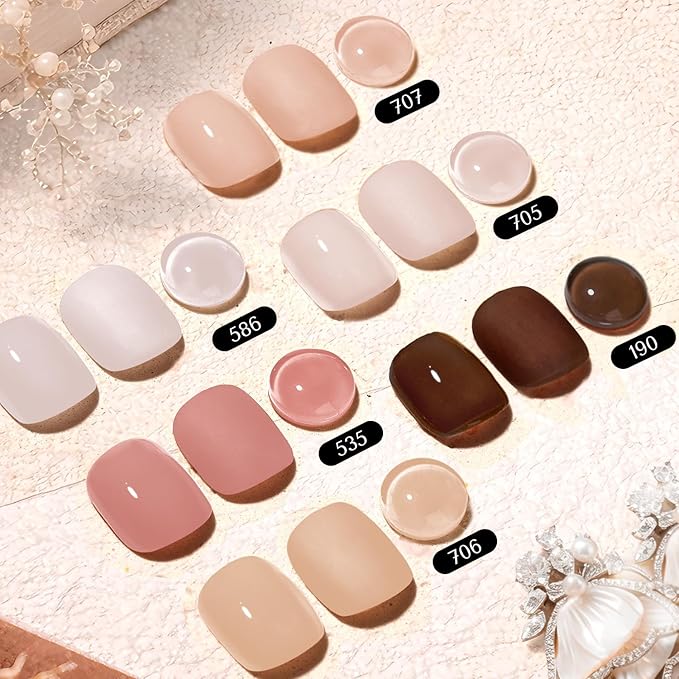 AZUREBEAUTY Dip Powder Nail Set,Nude Brown 6 Colors Skin Tones Natural Dipping Powder French Nail Art Starter Manicure Salon DIY at Home