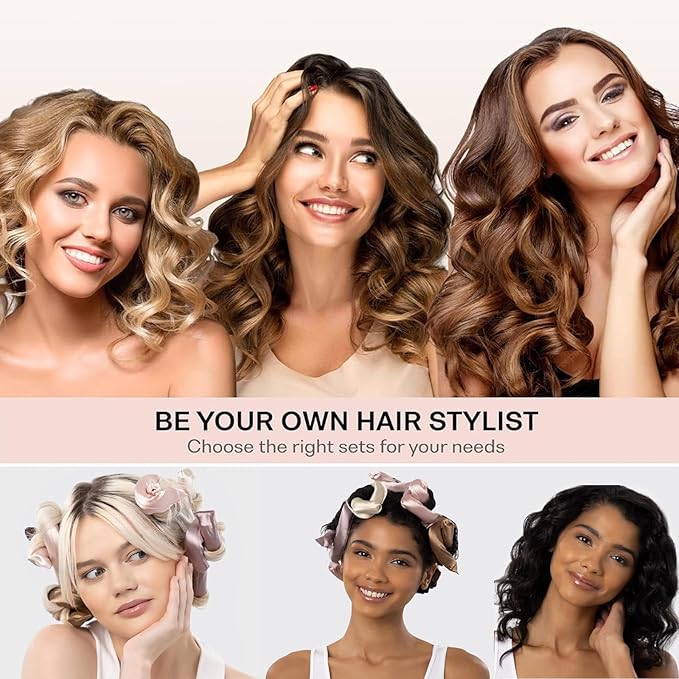 Heatless Curling Rod - Heatless Hair Curler for Overnight Curls, Soft Hair Curlers to Sleep In, Heatless Curlers for Women, No Heat Curls for Short Hair & Long Hair (silvery, 10 IN)