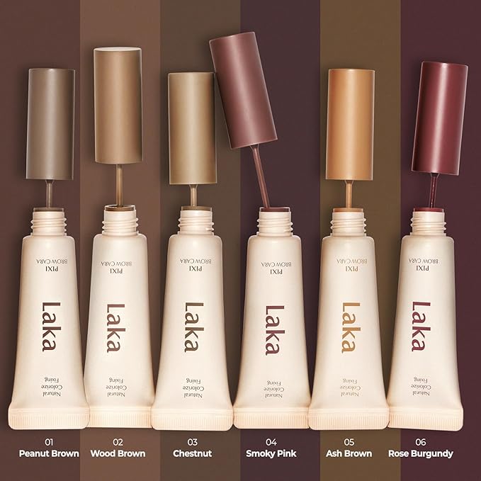 Laka Pixi Eyebrow Mascara 8g/0.28oz., Eyebrow Gel to Fix and Shape Brows, Clump-Free, Brow Fixer with Slim Precision Brush, Vegan, K-Beauty (03 Chestnut)