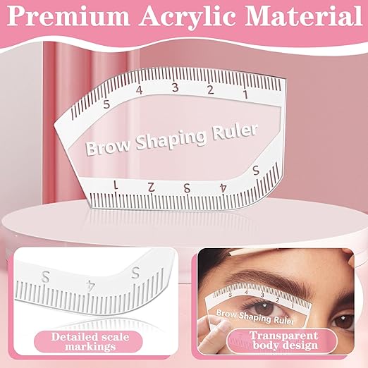 2 Pcs Brow Mapping Ruler, Arch Eyebrow Eyeline Ruler, Fast Drawing Design Brow Easy Tool - Eyebrow Stencils for Microblading Permanent Makeup, Arch Mapping Tool for Women