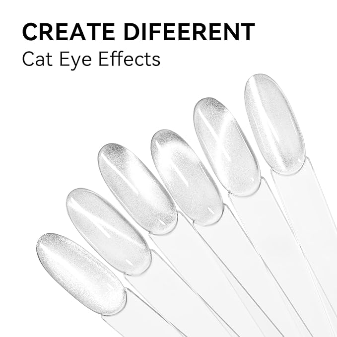MAYCHAO 15ML Crystal Stardust Cat Eye Gel Nail Polish 1Pc Silver Cat Eye Gel Polish Soak off Holographic Magnetic Nail Polish for Nail Art Manicure Salon DIY at Home, 0.5 OZ