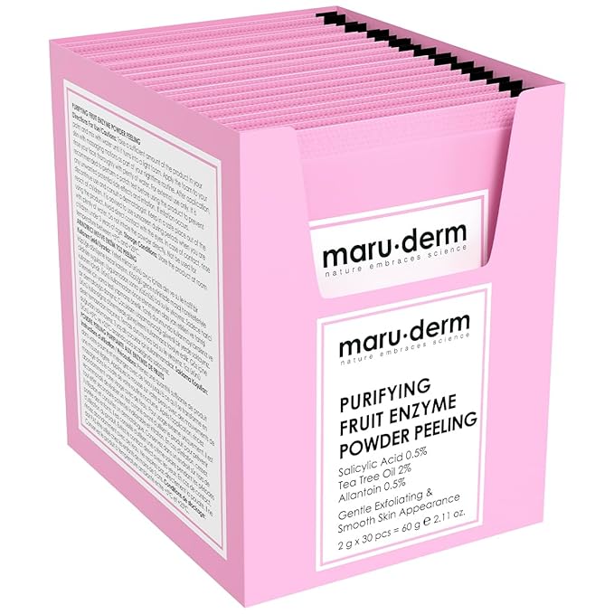 Maruderm Purifying Fruit Enzyme Powder Peeling Water-Activated Enzymatic Exfoliant for Smoother, Brighter-Looking Skin, Gentle Non-Abrasive Face Exfoliator, 60 g