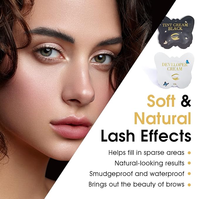 Lash Color Kit Black Eyelash Color for Lashes and Brows, Instant Result with Natural Effects Lasts 4 Weeks Easy to Use for Salon & Home