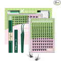 KEYYOU Sicily Lash Clusters Kit Fairy Lash Extension Kit C Curl 120Pcs Eyelash Extension Kit Wispy Natural Invisible Band Lash Kit with Waterproof DIY Lash Extension Kit at Home(Sicily-C-8-16MIX)
