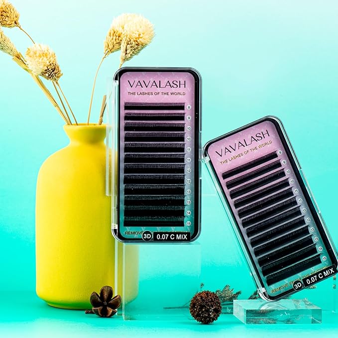 VAVALASH Narrow 3D W Lash Extension 0.07 D Curl W-shaped Eyelash Extensions Matte Black Volume Small Spacing 3D Lash fans W Lashes(Narrow-3D-0.07-D-8-15mm)