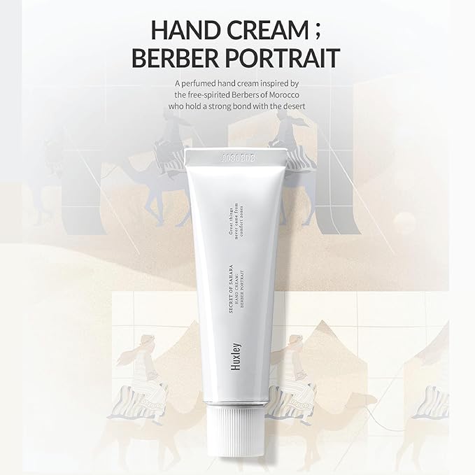 Huxley Secret of Sahara Hand Cream 30ml | Hydrates, Nourishes & Softens Skin | Non-Greasy Moisturizer that Soothes and Softens Hands | Hand Cream for Women & Men (1.01 Fl Oz, Berber Portrait)
