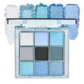 WanTuoluo Light Blue Eyeshadow Palette, Matte & Shimmer Glitter Blue Shadow for Eye Makeup, High Pigmented White Gray Black Green Powder Palet de sombras de ojos, Cruelty Free