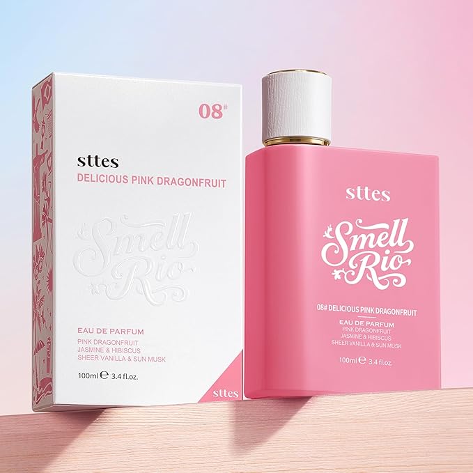 Sttes Smell Rio 08# (Delicious Pink Dragonfruit) Eau de Parfum for Women, Fruity Floral Perfume with Pink Dragonfruit, Lychee, Jasmine, Hibiscus, Vanilla & Sun Musk, 100ml/3.4 Fl Oz
