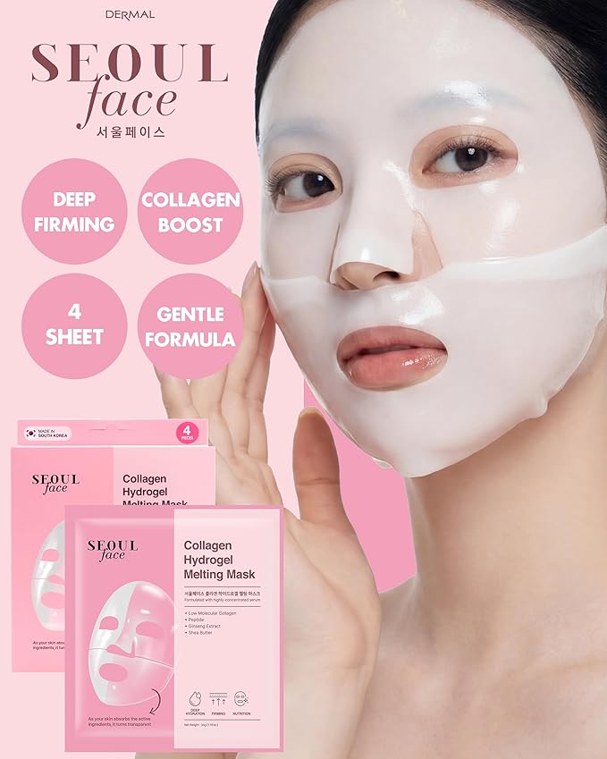 DERMAL Collagen Hydrogel Melting Jelly Gel Mask 4ea - Korean Overnight Face Mask - Deep Hydration, Skin Firming, and Wrinkle Care for Glassy Skon - Korean Skincare